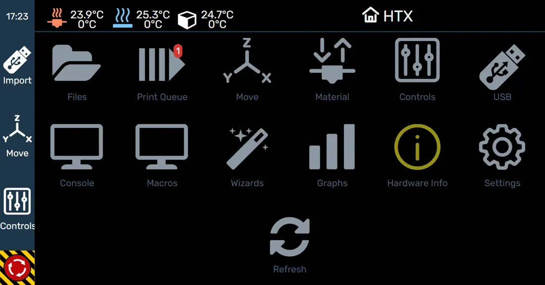 HTX 7-inch touch screen interface