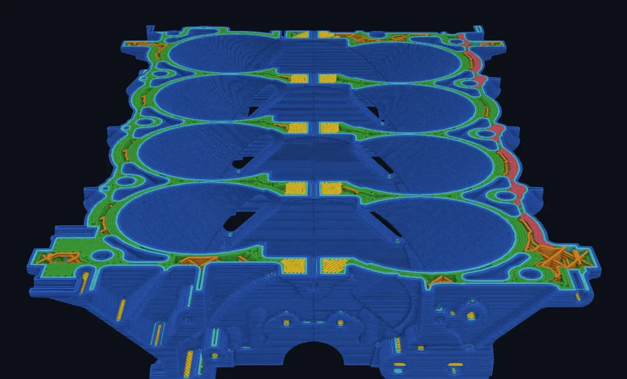 PrintSlice Pro preview with a clip plane cut through a sliced part